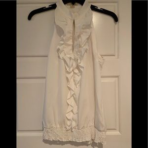 White ruffle blouse